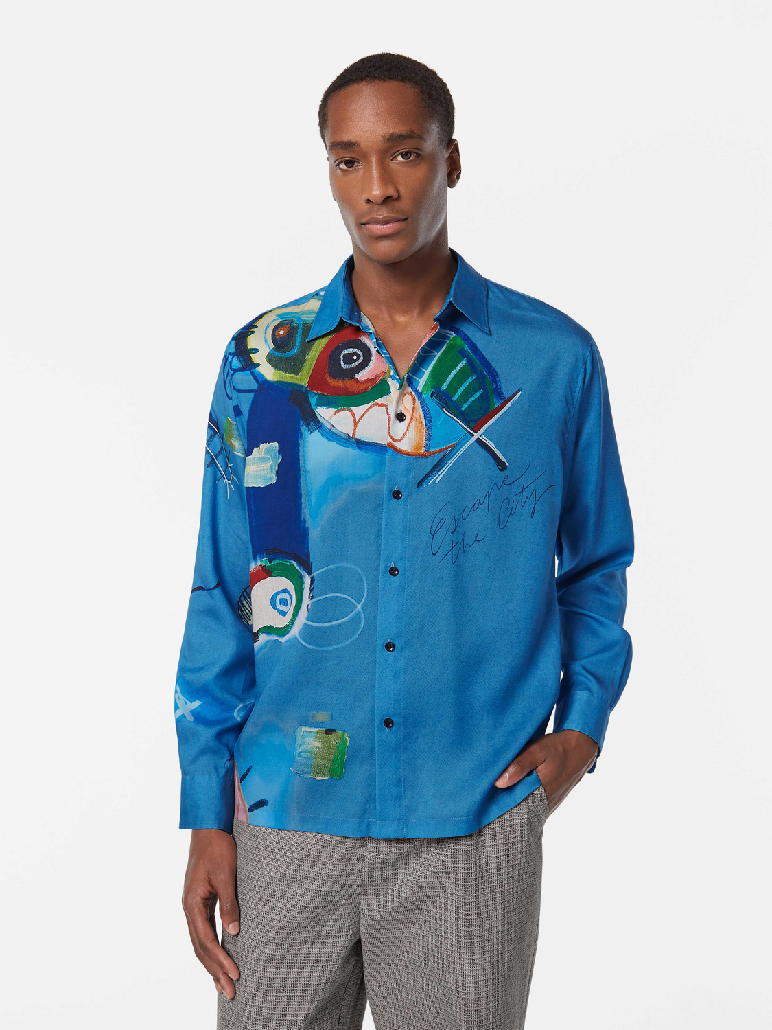 SCOTCH&SODA TENCEL PLACEMENT PRINTED RELAXED-FIT SHIRT