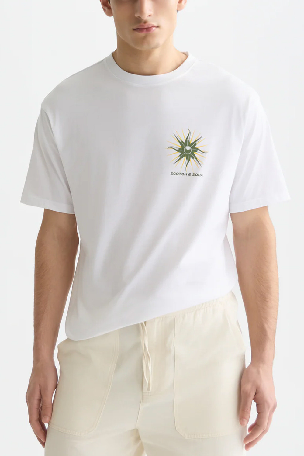 SCOTCH & SODA T-shirt Front and Back Relaxed Fit bright white
