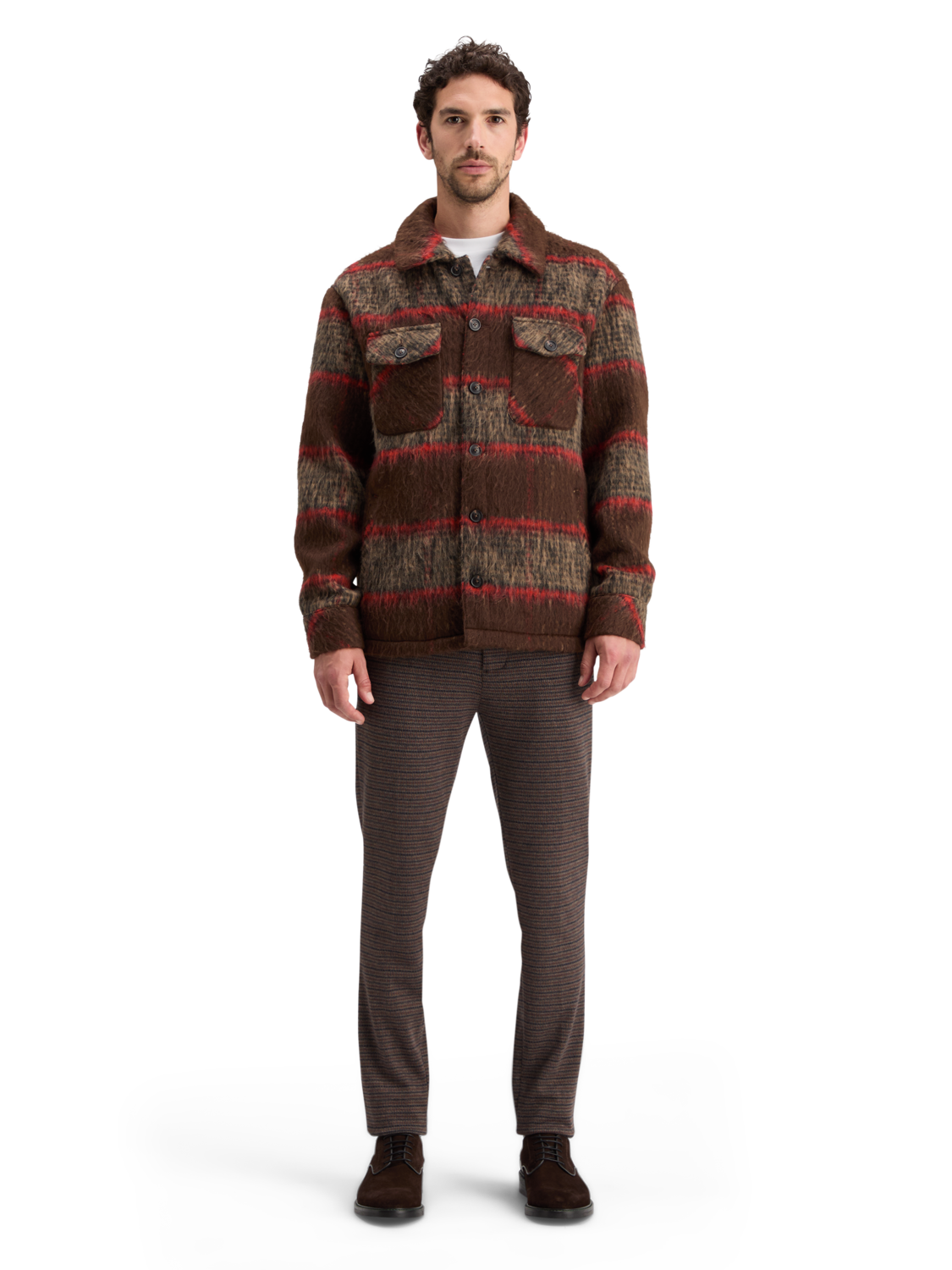 SCOTCH & SODA RUSHED WOOL BLEND OVERSHIRT