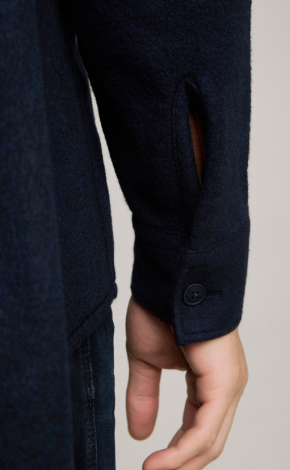 JOOP FLEECE SHIRT-STYLE HAKO JACKET IN MOTTLED NAVY