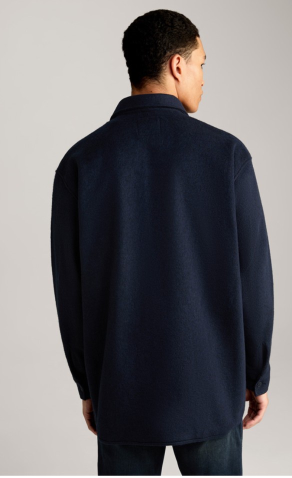 JOOP FLEECE SHIRT-STYLE HAKO JACKET IN MOTTLED NAVY